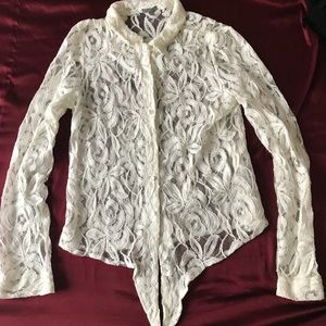 Button down lace top